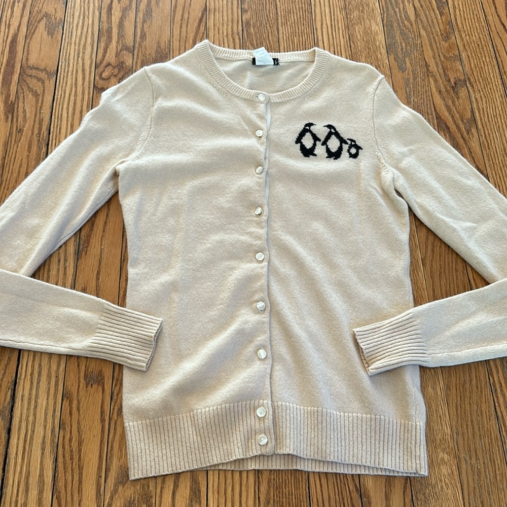J Crew Penguin Cashmere Angora Cardigan
